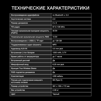 Минисистема Hyundai H-MC1221 черный 15Вт FM USB BT SD/MMC