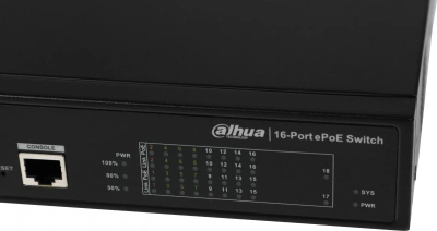 Коммутатор Dahua DH-LR2218-16ET-240 (L2) 16x100Мбит/с 2x1Гбит/с 2xКомбо(1000BASE-T/SFP) 2SFP 14PoE+ 2PoE++ 240W управляемый