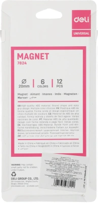 Магнит Deli E7824 для досок ассорти d20мм круглый (упак.:12шт)