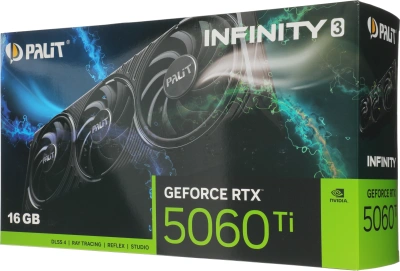 Видеокарта Palit PCI-E 5.0 PA-RTX5060Ti INFINITY 3 NVIDIA GeForce RTX 5060TI 16Gb 128bit GDDR7 2407/28000 HDMIx1 DPx3 HDCP Ret