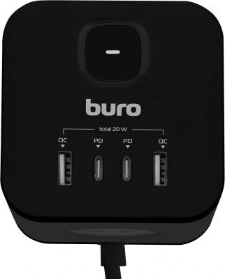 Сетевой удлинитель Buro BU-PC3.1UС-Plus-B 1.5м (3 розетки) черный (коробка)