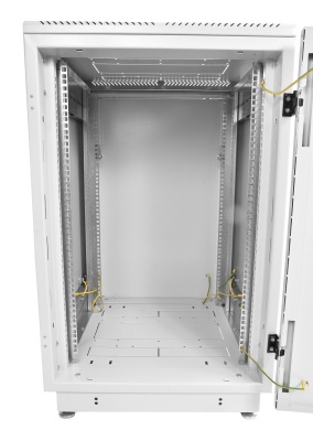 Шкаф коммутационный ЦМО (ШТК-М-18.6.6-1ААА-9005) напольный 18U 600x600мм пер.дв.стекл задн.дв.стал.лист 2 бок.пан. направл.под закл.гайки 270кг черный 455мм 48.6кг 180град. 960мм IP20 сталь