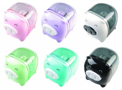 Точилка для карандашей ручная Deli Piggy E0557 1 отверстие пластик ассорти дисплей