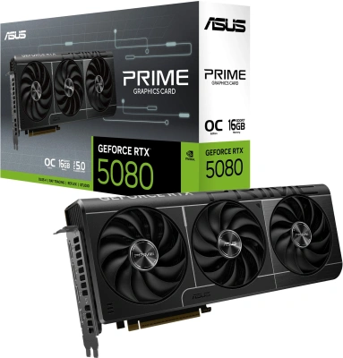 Видеокарта Asus PCI-E 5.0 PRIME-RTX5080-O16G NVIDIA GeForce RTX 5080 16Gb 256bit GDDR7 2655/30000 HDMIx1 DPx3 HDCP Ret