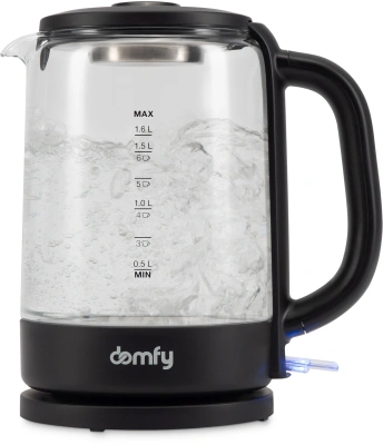 Чайник электрический Domfy DSB-EK304 1.7л. 2200Вт черный корпус: стекло/пластик