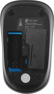 Мышь Оклик 525MW черный/голубой оптическая 1000dpi беспров. USB для ноутбука 3but (1090724)