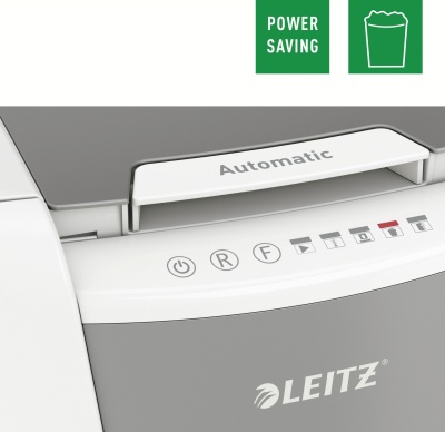 Шредер Leitz IQ Autofeed Small Office 100 P5 белый с автоподачей (секр.P-5) фрагменты 100лист. 34лтр. скрепки скобы пл.карты