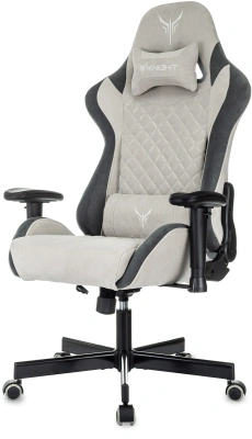 Кресло игровое Knight Regal Fabric светло-серый/серый искусственная замша крестов. металл
