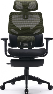 Кресло Cactus CS-CHR-MC01-LGNBK салатовый сиденье черный сетка/ткань с подголов. крестов. пластик подст.для ног
