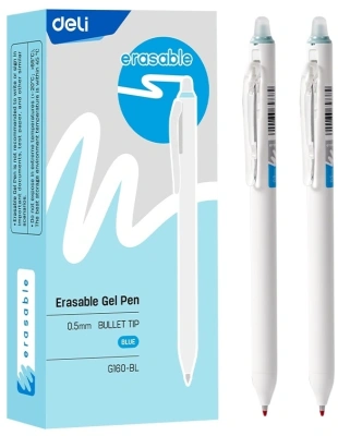 Ручка гелев. Deli EG160-BL белый d=0.5мм гол. черн. кругл. стираемая