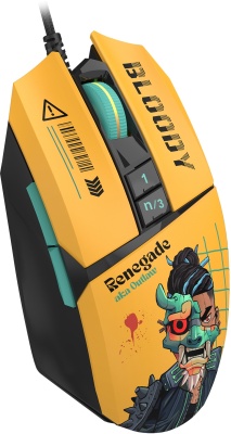 Мышь A4Tech Bloody W63 Max Renegade желтый/рисунок оптическая 12000dpi USB (W63 MAX)
