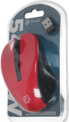 Мышь Оклик 545MW черный/красный оптическая 1600dpi беспров. USB для ноутбука 4but (368631)