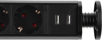 Сетевой разветвитель Premier 3R USB 1.8м (3 розетки) черный (коробка)