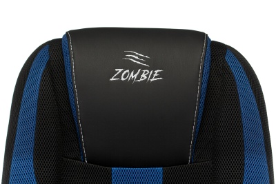 Кресло игровое Zombie 9 черный/синий ткань/эко.кожа крестов. пластик