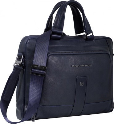 Деловая сумка Piquadro Carl CA4098S129/BLU с отделением для ноутбука 14" темно-синяя натур.кожа