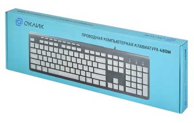 Клавиатура Оклик 480M черный/серый USB slim Multimedia (1067199) кабель 1.5м