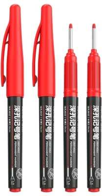 Набор маркеров перманентных Deli SK212 RED удл. пиш. наконечник 2.8мм водостойкий 1цв. красный коробка картонная (4шт.)