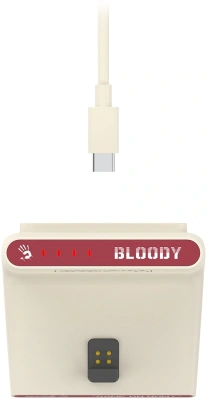 Мышь A4Tech Bloody R72 Ultra Duo белый/красный оптическая 20000dpi беспров. USB/USB-C 7but (R72 ULTRA DUO PIXELS RED)