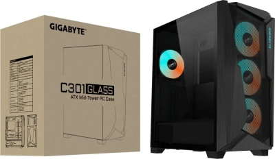 Корпус Gigabyte GB-C301G черный без БП ATX 3x120mm 5x140mm 2xUSB3.0 audio bott PSU