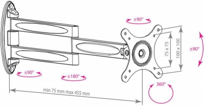 Кронштейн для телевизора Kromax TECHNO-11 черный 10"-32" макс.15кг настенный поворот и наклон