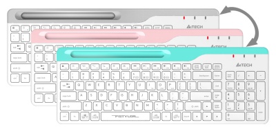 Клавиатура A4Tech FBK25 белый/серый USB беспроводная BT/Radio slim Multimedia (FBK25 WHITE)