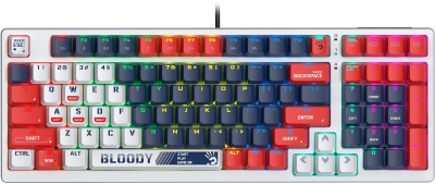 Клавиатура A4Tech S98 Sports механическая синий/белый USB for gamer LED (S98 SPORTS NAVY BLMS RED PLUS) кабель 1.8м