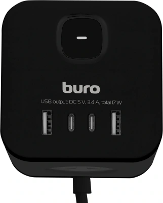 Сетевой удлинитель Buro BU-PC3.1UС-B 1.5м (3 розетки) черный (коробка)
