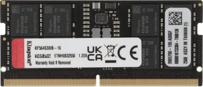 Память DDR5 16GB 6400MHz Kingston KF564S38IB-16 Fury Impact RTL PC5-51200 CL38 SO-DIMM ECC 262-pin 1.35В single rank Ret