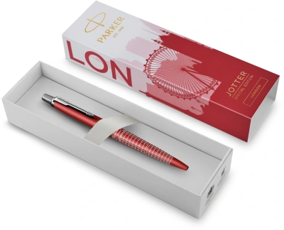 Ручка шариков. Parker Jotter Global Icons SE London K179 (2221603) красный мет. M син. черн. подар.кор.