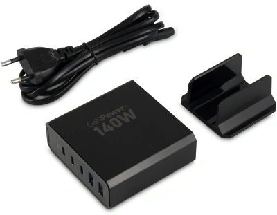 Настольное зар./устр. Digma Pro DPW10A 140W 5A (PD+QC) 3хUSB-C/2xUSB-A универсальное черный (DPW1A4G024BK)