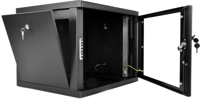 Шкаф коммутационный ЦМО (ШРН-М-9.650-9005) настенный 9U 600x650мм пер.дв.стекл 120кг черный 581мм 22.5кг 180град. 475мм IP20 металл