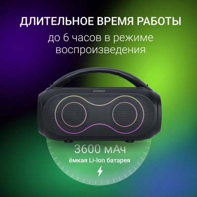 Колонка порт. Digma D-PS1532 черный 60W 2.0 BT 10м 3600mAh (PS1532B)