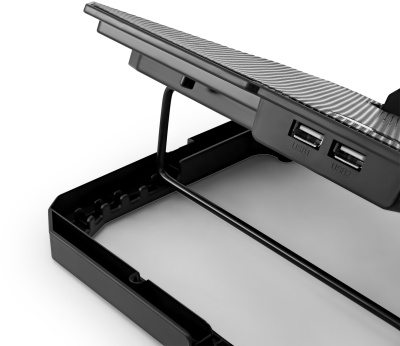 Подставка для ноутбука Buro BU-LCP150-B213 15"335x265x22мм 74.35дБ 1xUSB 2x 140ммFAN 480г металлическая сетка/пластик черный