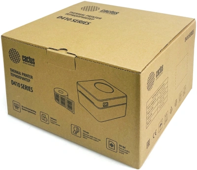 Термопринтер Cactus CS-TP-D410U 203dpi 160мм/с/USB для печ.этик. черный