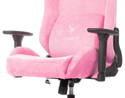 Кресло игровое Knight N1 Fabric розовый Velvet 36 с подголов. крестов. металл