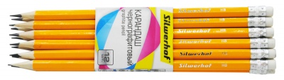 Карандаш ч/г Silwerhof Basic 120636-00 2мм HB шестигран. дерево карт.пер. ластик