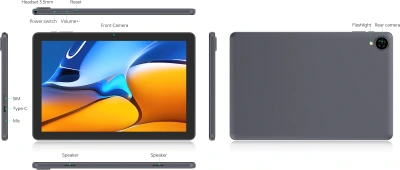 Планшет Digma Z10 SC9863A (1.6) 8C RAM3Gb ROM32Gb 10.1" IPS 1280x800 4G Android 15 Go серый 5Mpix 2Mpix BT WiFi microSD 256Gb 6000mAh 255hrs