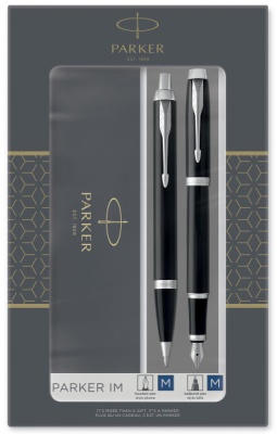 Набор ручек Parker IM Core FK221 (2093215) Black CT сталь нержавеющая подар.кор. ручка перьевая, ручка шариковая