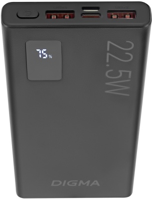 Мобильный аккумулятор Digma DGPF10A 10000mAh QC3.0/PD3.0 22.5W 3A 2xUSB-A/USB-C черный (DGPF10A22PBK)