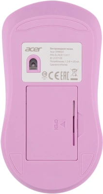 Мышь Acer OMR501 фиолетовый оптическая 1600dpi silent беспров. USB 4but (ZL.MCE11.017)