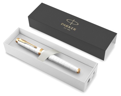 Ручка роллер Parker IM Premium T318 (2143646) Pearl GT F черн. черн. подар.кор.
