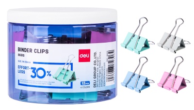 Зажимы Deli E8551S металл 50мм ассорти (упак.:12шт) пластиковая туба