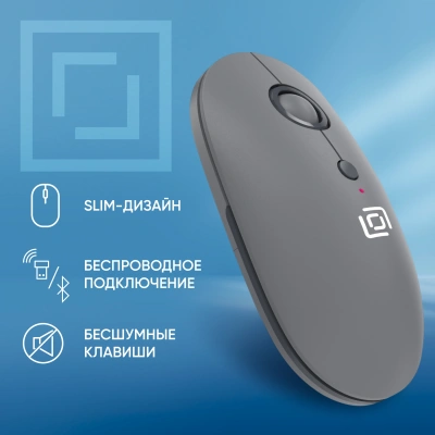Мышь Оклик 409MW графитовый оптическая 1600dpi silent беспров. BT/Radio USB для ноутбука 4but (2007545)
