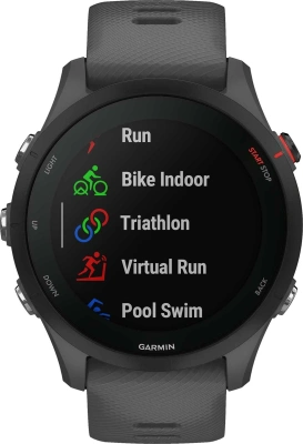 Смарт-часы Garmin Forerunner 255 33мм 1.3" корп.черный рем.темно-серый (010-02641-10)