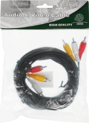 Кабель аудио-видео Ningbo 3хRCA (m)/3хRCA (m) 5м. черный (JAAC027-5)