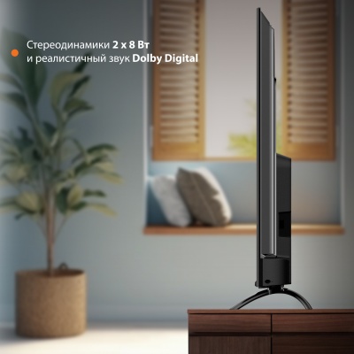 Телевизор LED SunWind 55" SUN-LED55XU401 Яндекс.ТВ Frameless черный 4K Ultra HD 60Hz DVB-T DVB-T2 DVB-C DVB-S DVB-S2 USB WiFi Smart TV
