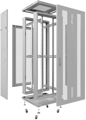 Шкаф коммутационный Cabeus (ND-05C-18U60/60) напольный 18U 600x600мм пер.дв.перфор. задн.дв.перфор. 800кг серый 500мм 46.7кг 220град. 988мм IP20 сталь