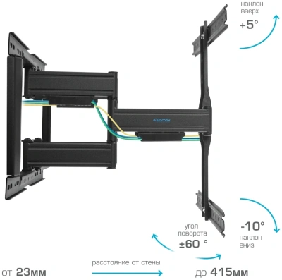 Кронштейн для телевизора Kromax Ultra Slim-102 черный 32"-90" макс.60кг настенный поворот и наклон
