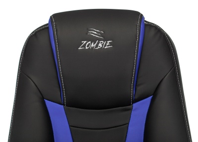 Кресло игровое Zombie 8 синий экокожа крестов. пластик