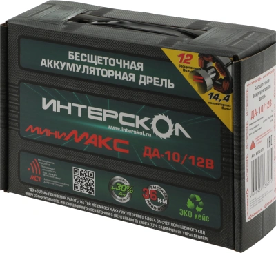 Дрель-шуруповерт Интерскол ДА-10/12В 36 МиниМАКС без АКБ и ЗУ аккум. патрон:быстрозажимной (687.0.0.70)